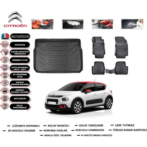 C3 2020 Model Bagaj Havuzu Araca Özel Paspas Takımı Prrox