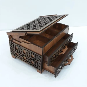 Ahşap Sandık Takı Mücevher Kutusu 20 cm x 15 cm x 12 cm