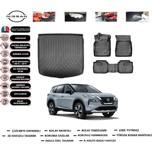 X-Trail 5 Koltuk 2024 Model Bagaj Havuzu Araca Özel Paspas Takımı Prrox