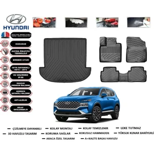 Santafe Hybrid 5 Koltuklu 2022 Model Bagaj Havuzu Araca Özel Paspas Takımı Prrox