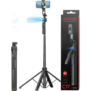 C17 Dört Ayaklı Otomatik Yüz Takipli Quadrapod Döner Saplı 1630MM Selfie Çubuğu Gimbal Tripod