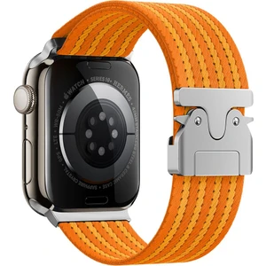 Apple Watch 10 / 11 46 mm Uyumlu Naylon Dokuma Kumaş Kordon Premium Kayış Kilitli Mekanik Toka