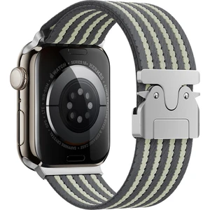 Apple Watch 10 / 11 46 mm Uyumlu Naylon Dokuma Kumaş Kordon Premium Kayış Kilitli Mekanik Toka