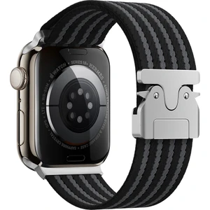Apple Watch 10 46 mm Uyumlu Naylon Dokuma Kumaş Kordon Premium Kayış Kilitli Mekanik Toka