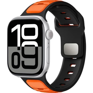 Apple Watch 7 8 9 45 mm Uyumlu Silikon Kordon Çift Renkli Premium Spor Tasarım Kayış
