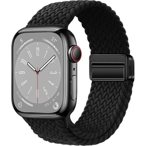 Apple Watch 10 46 mm Uyumlu Örgü Kordon Magnetik D Tokalı Kayış Mıknatıslı Metal Toka