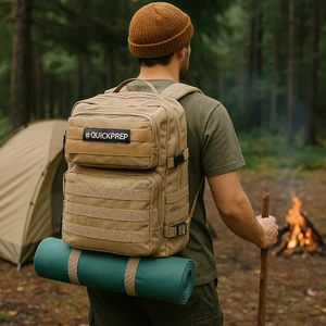 QUICKPREP 45L Bej Taktik Sırt Çantası | Outdoor, Kamp, Spor, Askeri Stil, Su Geçirmez