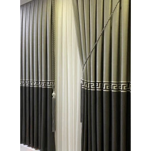 Ufuk Perde Pano Fon Versace Antrasit Gri (Tek kanat)