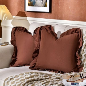 Fırfırlı 2'li Paket Kırlent Kılıfı Kadifemsi, Leke Tutmaz, Boho Veya Çiftlik Evi, Etnik, Retro ve Şık Stil 8 Renk