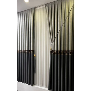 Ufuk Perde Pano Fon Versace Gri (Tek Kanat)