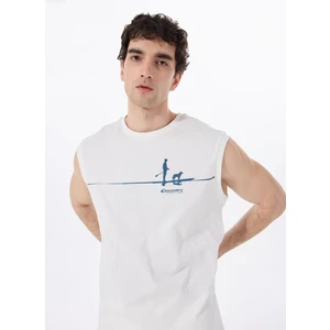 Discovery Expedition D5SM-TST3801 Beyaz Bisiklet Yaka Relaxed Baskılı Erkek T-Shirt