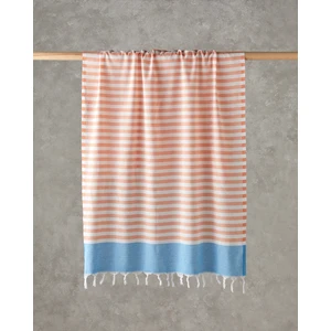 Candy Rejenere Çizgili Peştamal 90X150 cm Turuncu-Açık Mavi