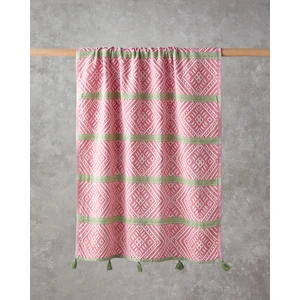 Crispy Pamuklu Püsküllü Peştamal 90X150 cm Pembe - Yeşil