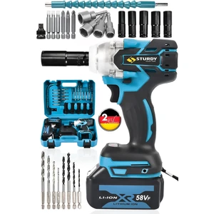 Nut Remover Kömürsüz Motor  21 volt 560NM 41 Parça Full Setli Somun Sökme Sıkma Makinesi