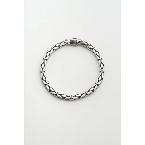 Siyah Taşlı Gümüş Erkek Kral Zincir Bileklik