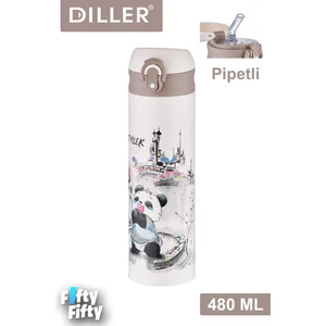 Dıller 480 ml Pipetli Paslanmaz Çelik Termos Vacum Cup Kilitli Kapak  -FFDILLERD9248