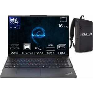 Thinkpad E16 Gen 2  Ultra 7 155H 21MA002UTX-088 64GB 4tb SSD Windows 11 Pro Taşınabilir Bilgisayar