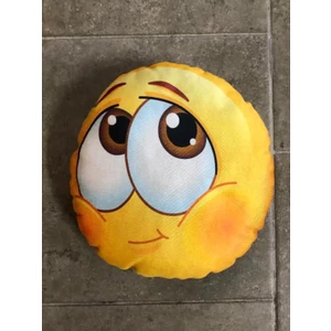 Emoji Espirili Karikatür Temalı Yuvarlak Oyuncak Sarı Yumoş Yastık
