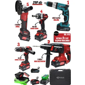 5’li Set Kırmızı Kabartmalı (4’lü Set + Alçıpan Vidalama)