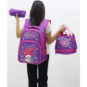 MyMelody Kız Çocuk 3’lü Okul Çanta Seti Sevimli Tasarımlı Sırt Çantası Beslenme Çantası Kalemlik