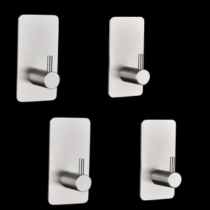 Paslanmaz Çelik 4 Adet Bornoz Askısı Kendinden Yapışkanlı Havluluk -Inox- Anında Montaj