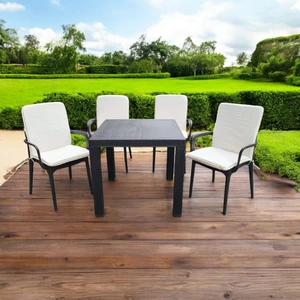 Lüks Arkalıklı Sandalye Minderi 4lü 4 cm  Süngerli Krem