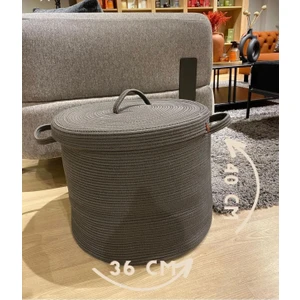 Jüt Hasır Sepet Düzenleyici Oyuncak Çamaşır Sepeti Kapaklı  35 x 40 cm