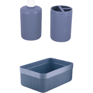 Banyo Düzeni Üçlü Set: Diş Fırçalık, Sabunluk ve 3 Litre Organize Sepet