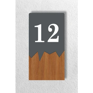 Dikey Lazer Metal Kompozit - Ahşap Apartman Site -Daire Otel Ofis Kapı Numarası - Kapı No:12 On Iki
