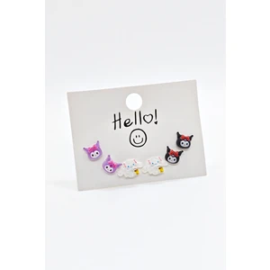 Kuromi 6'lı Çelik Küpe Seti