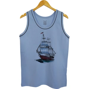 Erkek Askılı Açık Mavi T-Shirt Yelkenli Dijital Baskılı