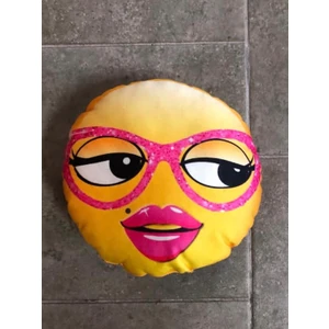 Emoji Espirili Karikatür Temalı Yuvarlak Oyuncak Sarı Yumoş Yastık