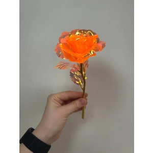 Love Candle Dekor 1 Adet Solmayan Gül, Turuncu Gül, Yapay Gül, Sonsuzluk Gülü, Sevgililer Günü Hediyesi