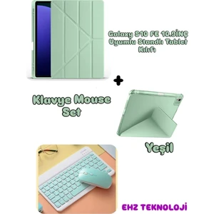 Case Port Samsung Galaxy Tab S10 Fe 10.9ınç Uyumlu Standli Tablet Kilif Bluetooth Klavye Mouse
