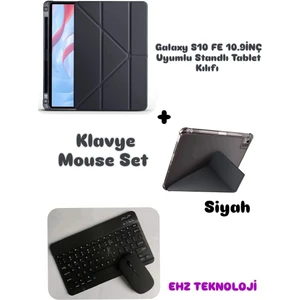 Case Port Samsung Galaxy Tab S10 Fe 10.9ınç Uyumlu Standli Tablet Kilif Bluetooth Klavye Mouse