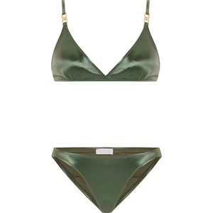 Lame Anvelop Haki Üçgen Bikini Takımı