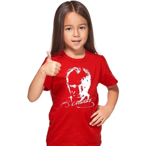 Sıfır Yaka T-Shirt - %100 Pamuk Çocuk Atatürk Baskılı