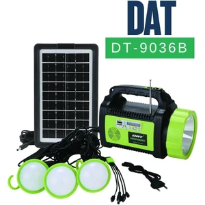 DT-9036 Solar Enerjili Işıldak El Feneri | Mp3 - Radyo - Bluetooth Destekli | Güneş Paneli Dahil