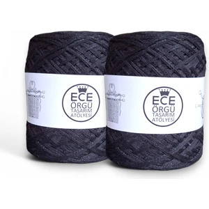Ece Örgü Tasarım Atölyesi Çok Katlı Siyah Koton Arasına Siyah Sim Karışımı El Örgü Ipi (200 Gr.)