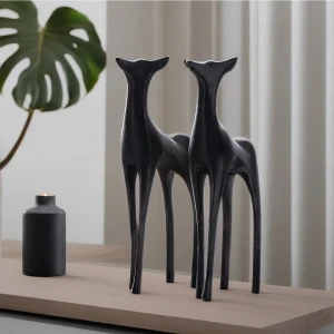 Flexilab Siyah Geyik Figürü – 16 cm Modern Minimalist Dekoratif Obje | 3D Baskı Tasarım | Ev ve Ofis İçin Şık Aksesuar