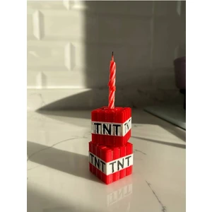 Flexilab Minecraft 2 Adet Tnt Mumluk - Doğum Günü Pasta Süsleri -Tnt Mumluk