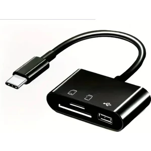 USB C - Micro Sd Tf Hafıza Kartı Okuyucu, 3'ü 1 Arada USB Kamera Kart Okusb Type-C To Sd Micro Sd Tf Kart Okuyucu ve USB Çevirici 3 In 1 Dönüştürücü Adaptör