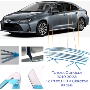 Toyota Corolla Krom Cam Çerçevesi  12 Parça (2018-2025 Modeller Arası) Paslanmaz Çelik Krom