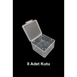 Plastik Şeffaf Küçük Kutu (4,5 cm  x 4,5  cm  x 2,5  cm ) 8 Adet