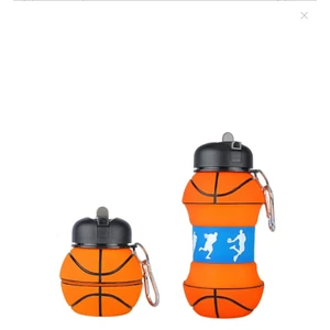 Basketbol Topu Tasarımlı Akordiyon Su Şişesi Su Matarası Suluk