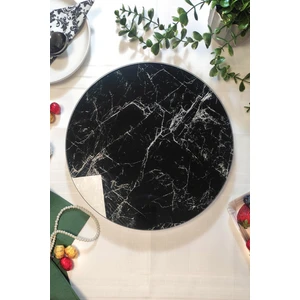 Siyah Mermer Desenli, Dönen Standlı Lüx Servis Sunum Tabağı, Peynir Tabağı, Döner Pasta Standı