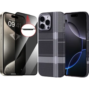 Apple iPhone 16 Pro Kılıf Magsafe Şarj Özellikli Karbon Fiber Görünümlü Zore Nekst Kapak + Hayalet Ekran Koruyucu