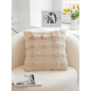 Bubble Tavşan Tüyü, Çift Taraflı, Gizli Fermuarlı Pofuduk Kırlent Kılıfı 40x40 Camel