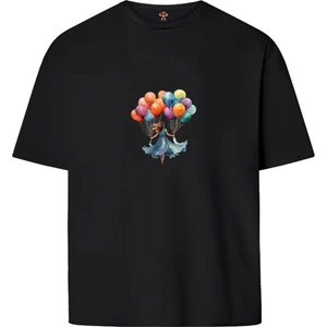 Book OrBook Flyballoon Unisex Çift Iplik Dokumalı Rahat Kalıp %100 Pamuk T-Shirt