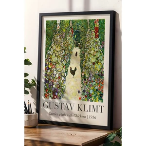 Gustav Klimt Tavuklu Bahçe Yolu 1916 Vintage Doğal Ahşap Çerçeveli Duvar Tablosu